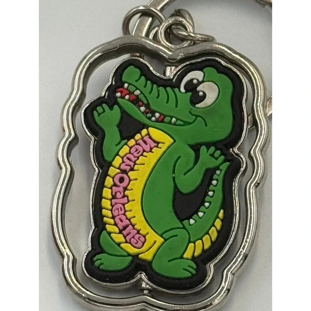 New Orleans Souvenir Keychain Green Alligator Spinner Metal Rubber‎ Travel Gift